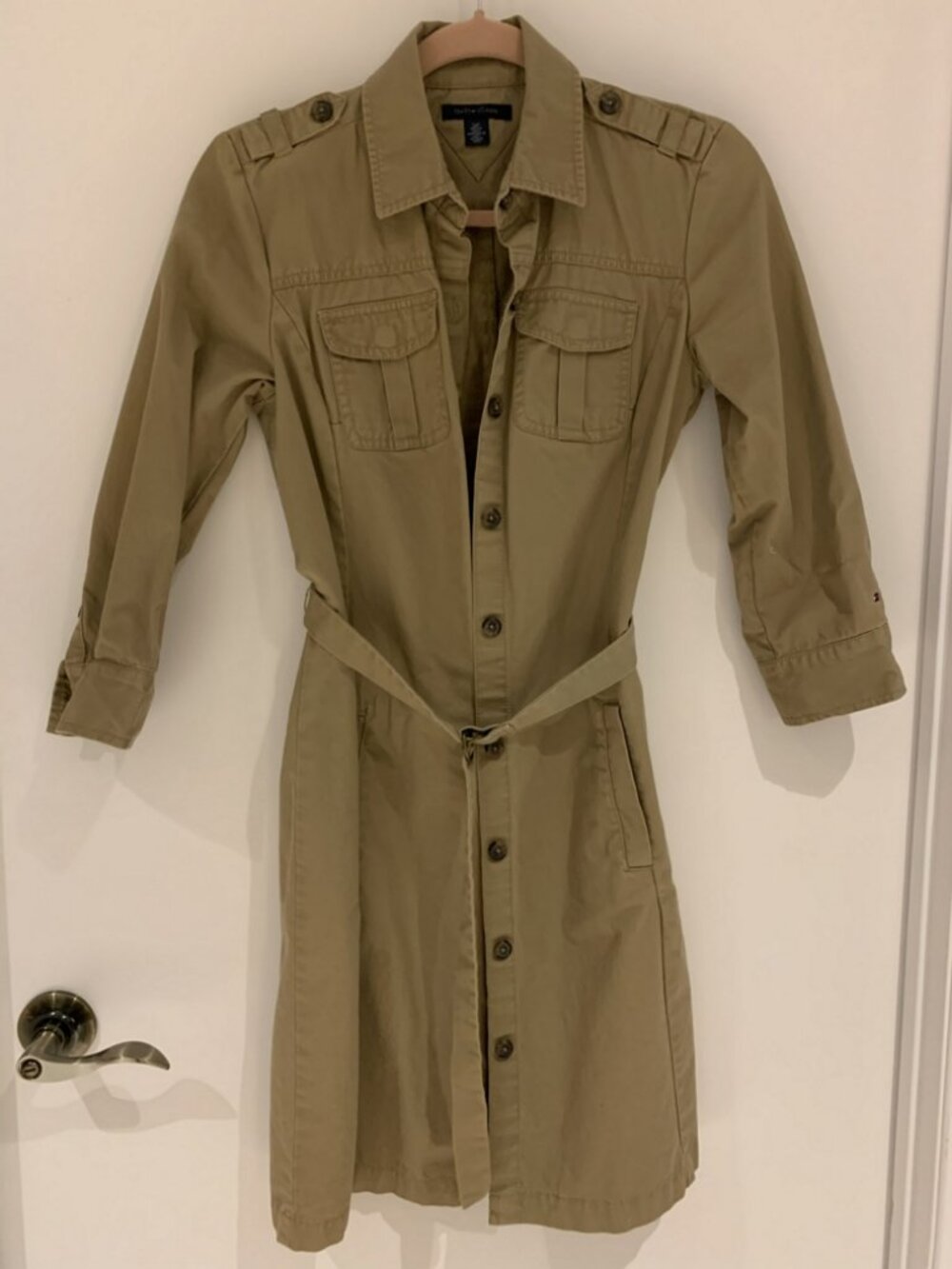 Tommy Hilfiger Casual Long Shirt Tan Size Small